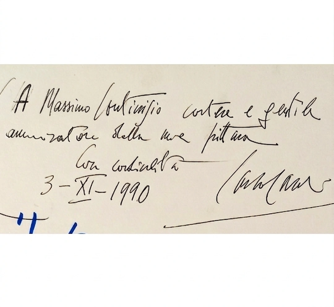 Carlo Caroli, dedica a Massimo Continisio, particolare retro